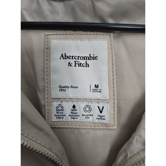 Abercrombie & Fitch Vegan Leather Puffer Jacket Size  Medium - Picture 2 of 3